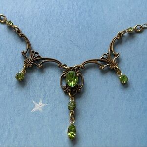 SADIE GREEN Vintage Green Crystal Necklace & Bracelet Set